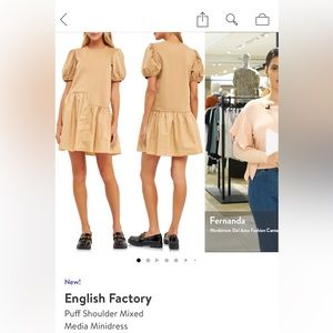 English Factory Puff Shoulder Mixed Media Dress *NWT*